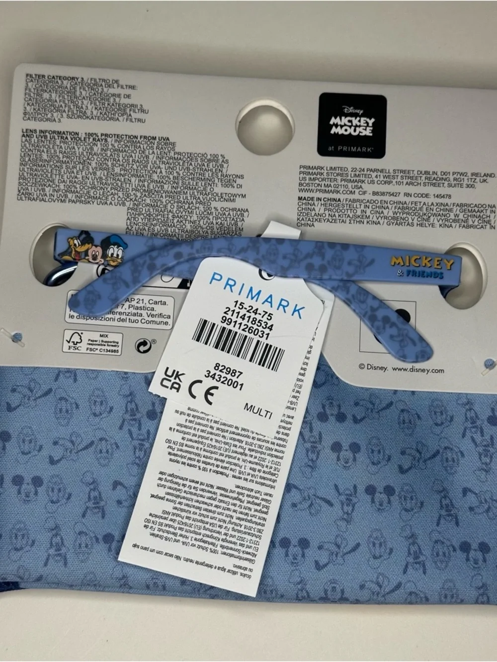 Primark Disney Baby Blue Mickey & Friends Sunglasses UV Protection W/ Case NEW